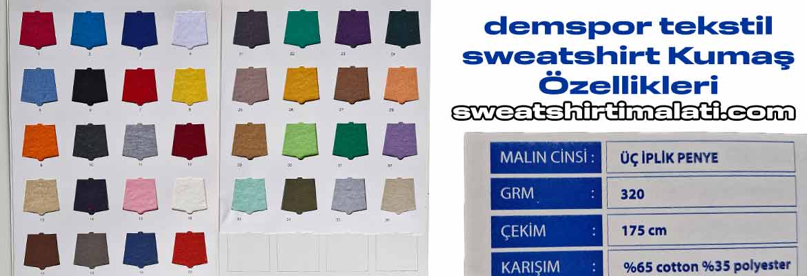 sweat Hodie Üretim Kumaşı 3 iplik demsor tekstil